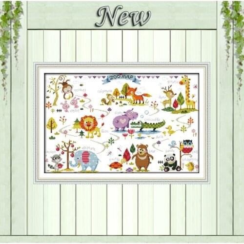 Animal Paradise elephant lion panda paintings counted Print on canvas DMC 11CT 14CT Cross Stitch kits Needlework Sets embroidery