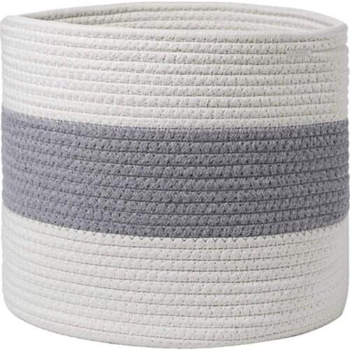 Laundry Basket Holder Storage Pots Clothes Bin Flower Cotton Rope 20cm*20cm White Weave Round Open Design Trunk Organizer