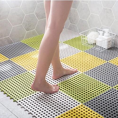 DIY Shower Bath Splicing Mat Non-slip Square PVC Bathmat Massage Toilet Bathroom Carpet Set Multi-Color Mesh Drainage Floor Mats