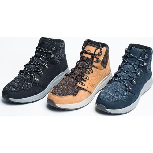 Extrek Outdoor Leisure Non-slip Hiking Shoes Men Vamp Stitching High-top Sneakers Winter Warm Shoes Lightweight Rebound Outsole