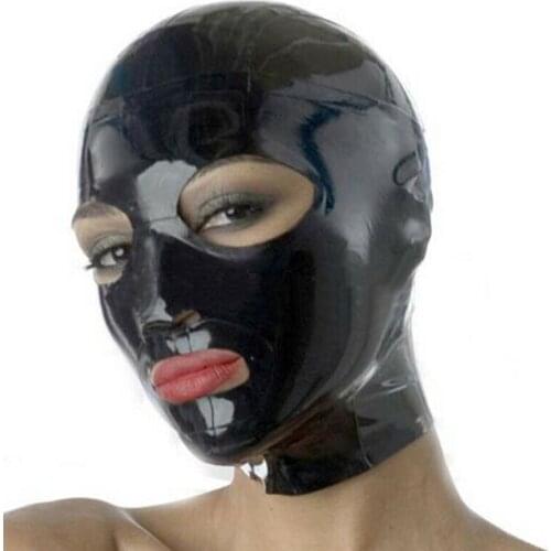 Latex Hood Open Eyes and Mouth Back Zipper for Catsuit Rubber Mask Club Wear toys adult sex toys for couples adult sex toy