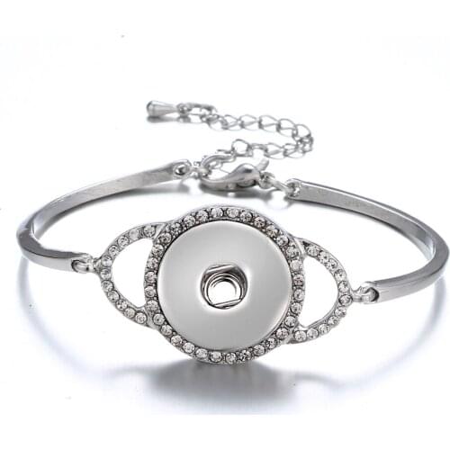 Fashion Charming Simple Crystal snap bracelet bangle fit 18MM snap buttons jewelry wholesale SG0218