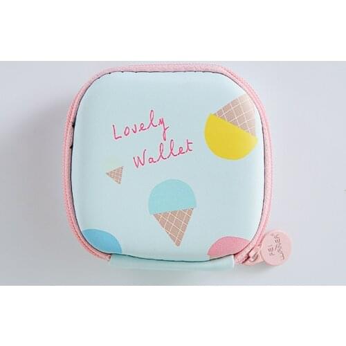 Cartoon Women Coin Purse Storage Bag Case For Wired Headphone Charger Mini Zipper Polyester Grid Anti-drop Protective Pouch