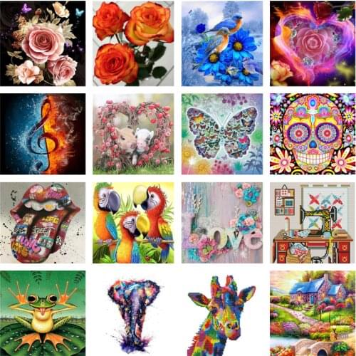 Rose Flowers Picture Embroidery Diy Cross Stitch Kit Animal Tiger Painting Home Decoration Wall Painting Handicrafts New Gift