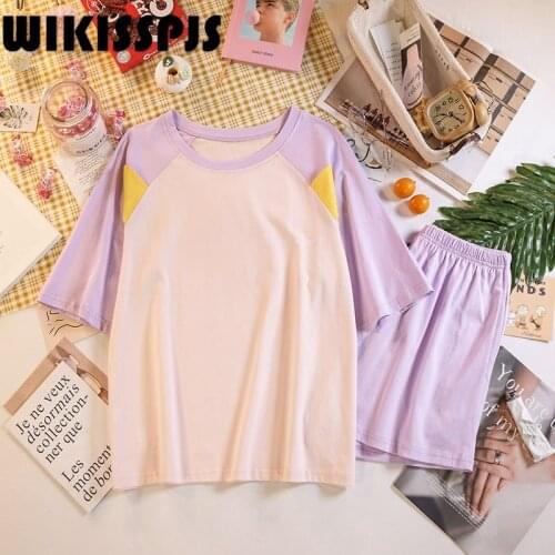 2021 Summer New Cotton Short Sleeve Shorts Cute Little Elephant Fresh and Thin Household Clothes Pajama Set Women Lounge Sets