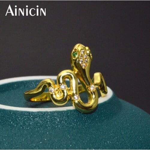 New Fashion Women Snake Rings Gold Silver Color Plating Rhinestone Crystal Setting Fashion Women Adjustbale Metal Ring 5pcs