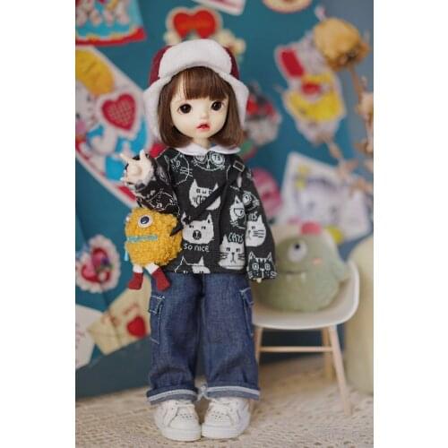 BJD doll clothes suitable for 1-6 size sweater overalls doll accessories