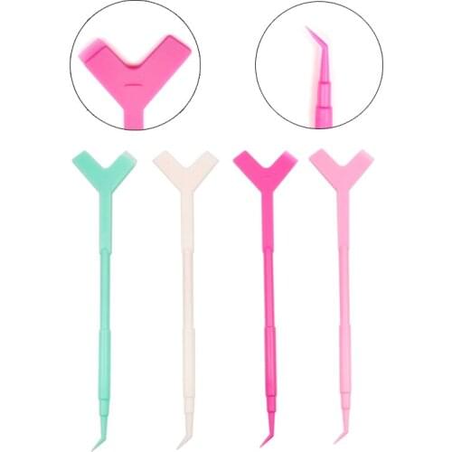 10Pcs 2 Way Plastic Fake Eyelash Perming Stick Tool Hot Glue Spoon Lashes Brush Mini Y Shape Comb Lash Lifting Curler Applicator