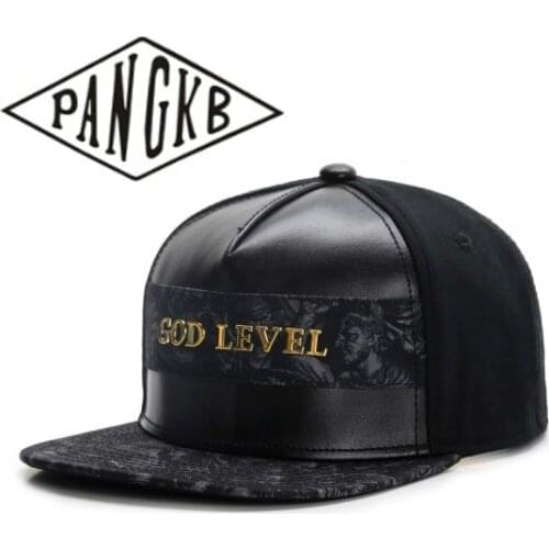 PANGKB Brand GOD LEVEL CAP Leather cotton trucker snapback hat hip hop Headwear men women adult outdoor casual sun baseball cap