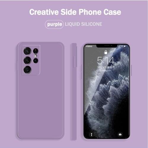 Straight Edge Style Soft Handfeeling Gel Silicone Shockproof Phone Case for Samsung Galaxy S21Ultra Dustproof Back Cover