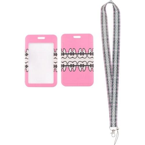 24pcs/lot MD1080 DMLSKY Cartoon Teeth Neck Strap Lanyard for keys ID Card Phone USB badge holder DIY Hang Rope With Card Holder