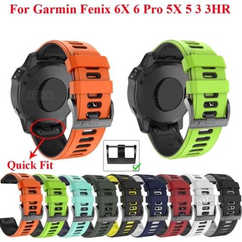26 22mm Silicone Watchband for Garmin Fenix 6X 6 Pro Watch Quick Release Easy fit Wrist Band Strap For Fenix 5X 5 Plus 3 3HR