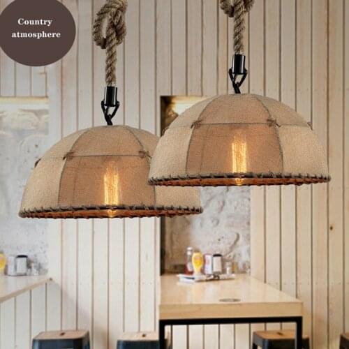 Retro hemp rope cover chandelier loft creative personality barber clothing store restaurant decoration lamp