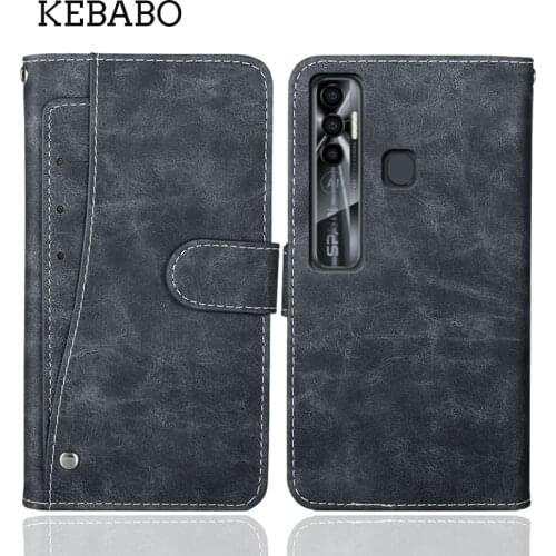 Luxury Wallet Tecno Spark 7 Pro Case 6.6" Vintage Flip Leather Business Protective Cover For Tecno Spark 7 Pro Case Card Slots