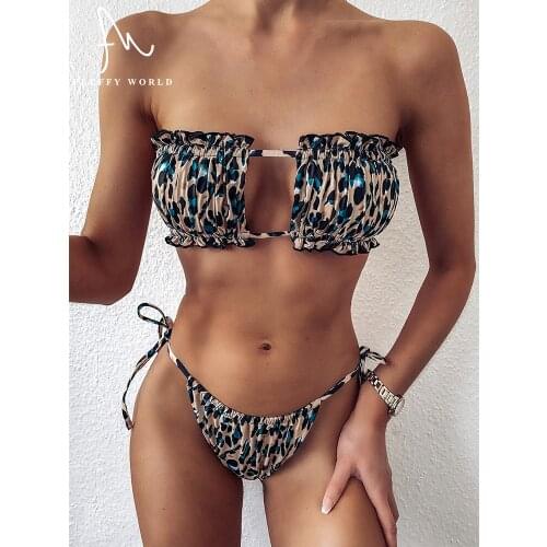 Sexy Women Bikini Set Ruffles Bandage Swimsuit Summer Beach Wear Female Bathing Suits New 2021 for Bathing Suit FLUFFY WORLD