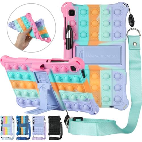 Push It Bubble Silicon Cover for Samsung Tab A7 Lite 8.7" 2021 T225 T220 SM-T225 SM-T220 Kids Case Tablet PC Kickstand Funda