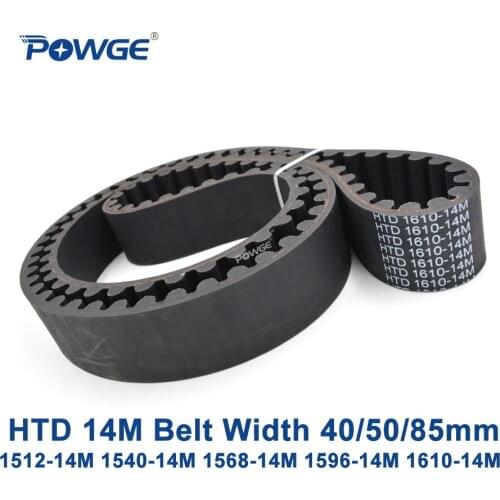 POWGE HTD 14M synchronous belt C=1512/1540/1568/1596/1610 width 40/50/85mm Teeth 108 110 112 114 115 HTD14M 1512-14M 1610-14M