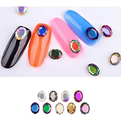 30/100Pcs Nail Art Rhinestone 6x8mm Mirror Rhinestone Oval shape Glass Crystal Shiny For Nail&Garment&Bag DIY Decoration