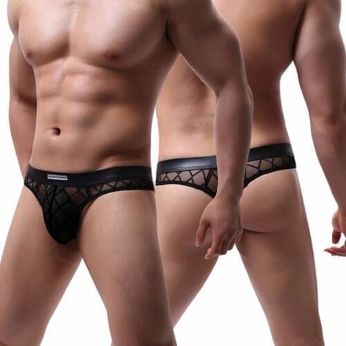 Men Sexy Underwear Erotic Mesh Transparent Briefs Porno Jockstrap Male T-Back Breathable Mens Sex Lingerie Thong Fashion Panties