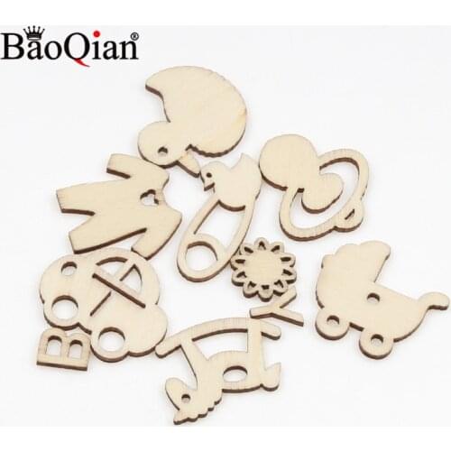 20pcs 10-35mm Baby Products Pattern Home Decoration Natural Wood Diy Crafts Scrapbooking For Embellish Accessories