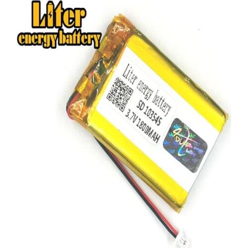 Plug 1.0-2P Lithium Battery 103545 3.7v 1800mah Rechargeable Li Polymer Battery PL LiPo Battery e-books GPS PDA