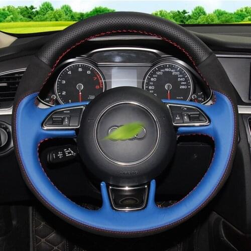 DIY Premium Leather Suede Car Steering Wheel Cover For Audi A6 Avant 2017 A6 allroad 2018 car assessoires Auto parts