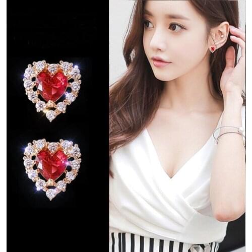 MENGYI Girls Simple And Lovely Heart Shaped Stud Earrings Womens Romantic Luxury Wedding Silvery Earrings Statement Jewelry