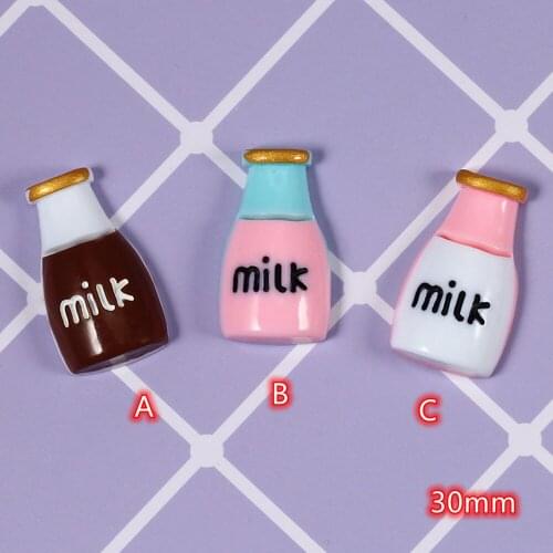 Flat Back Resin Cabochon Milk Bottles 10pcs Big Milk Bottle For DIY Flatback Embellishment Accessories Scrapbooking Crafts