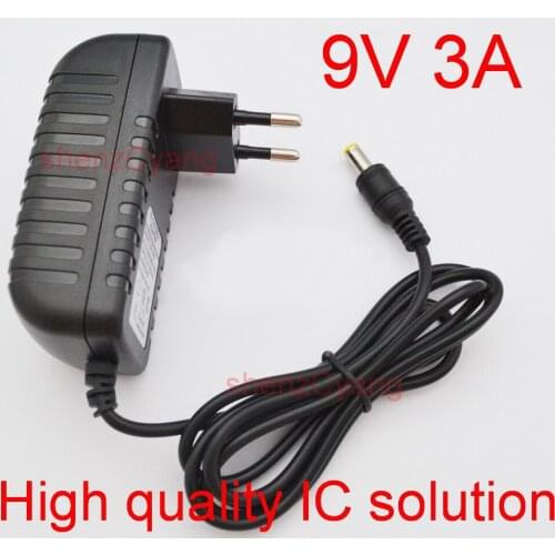 100PCS 9V 3A High quality IC solutions DC 9V 3A Switch power supply, 27W LED power adapter, EU plug 5.5mm x 2.1mm-2.5mm
