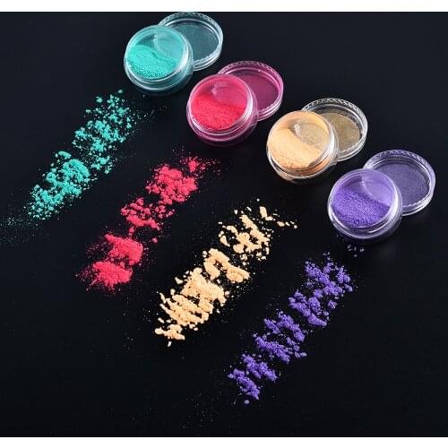 12 Color/Set Nail Art In Dark Glitter Polish Powder Pigment Pearl Shining Powder Eye Makeup Pigment for Nail DIY Decoration Tips