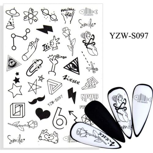 3D Nail Sticker Sketch Hand Person Slider Nails Art Decoration Wraps Decals Design Adhesive Manicure Tips Stickers Pegatina