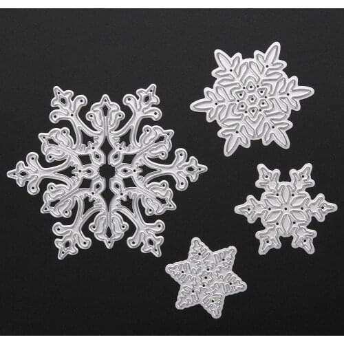 4pcs/set Snowflake Cutting Dies Christmas Dies Metal Cutting Stencils for DIY Scrapbooking Album Stamp Paper Card Embossing