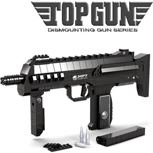 508Pcs Military Army Heckler & Koch MP7 Submachine Gun Bricks Weapon Kits Building Blocks Sets Educational Toys for Children