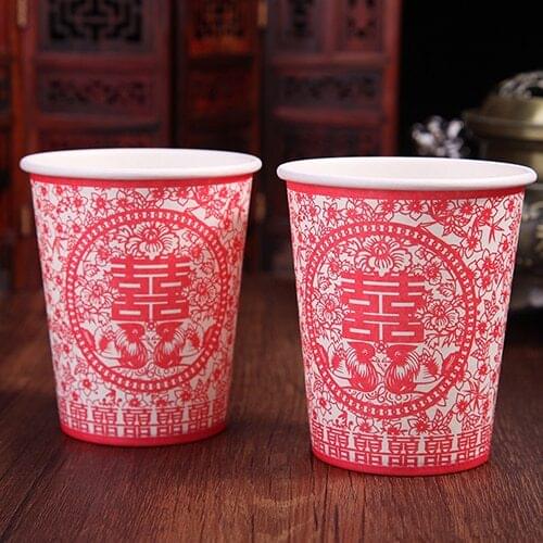 Free shipping 50pcs/lot wedding paper cup disposable red cup festive supplies