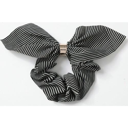 Brand Quality Women Elastic Rezinka Bands Korean Cute Bunny Ear Designs Hairbands Striped Hair Rope For Girls Elastic Band