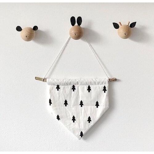 Nordic Deer/Bear/Rabbit Wooden Coat Hook Kids Room Decoration Animal Head Wall Hooks Kindergarten Decor For Bag Hat Accessories