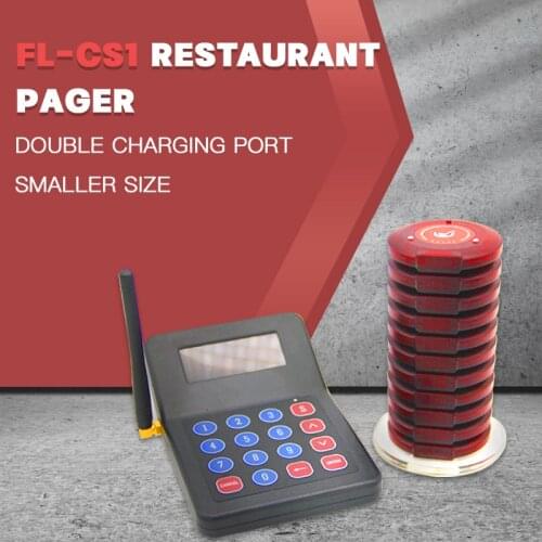FL-CS1 Restaurant Coasters With 10 Pager Receiver Pod System Waterproof for Coffee Shop Table Service Clinic Church Nursery