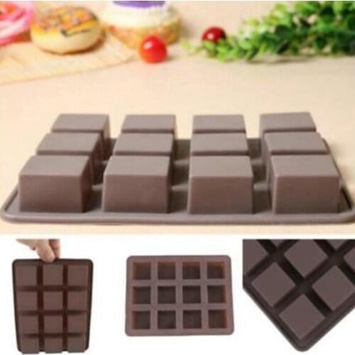 Chocolate Molds Bakeware Cake Molds High Quality Square Eco-friendly Silicone Silicone mold DIY 1PC food grade 12 Cavity