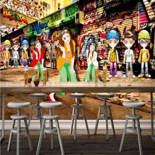 Photo wallpaper Street graffiti painting hip hop performance bar KTV mural custom mural stereo high quality wallpaper