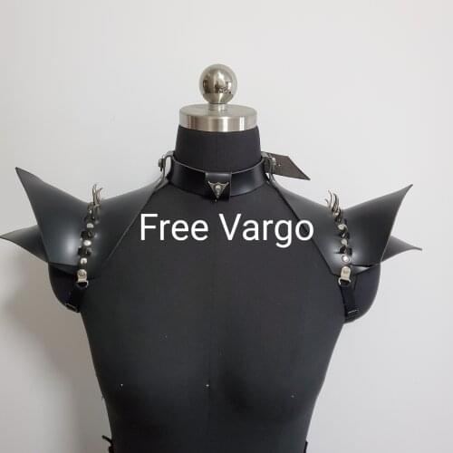 Burning Man Shoulder Harness Leather Rivet Shoulders Neck Armor Shoulder Straps Festival Harness Shoulder Pads Cage Rave Costume