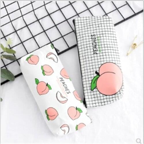 Canvas Fruit Peach pencil case school pencil cases for girl stationery canvas pencil bag estojo escolar school supplies