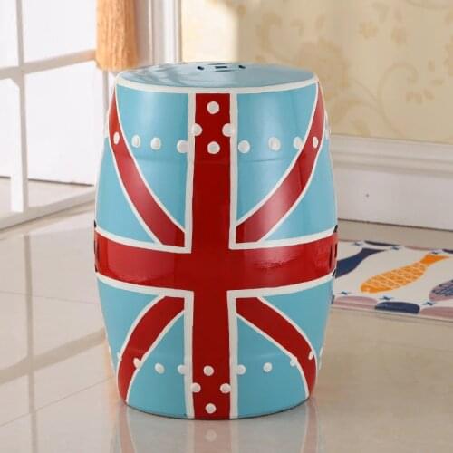 Ceramic European Hand-painted Ceramic Drum Stool Shoe Home Decoration New Classical Dressing Stool Round porcelain hotel stool