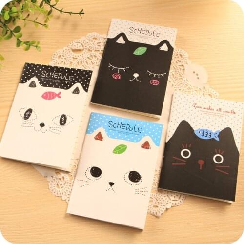 2PCS Office Stationery Cute Cat Notebook Students Diary Filofax Notepad School Supplies Gift Sent at Random