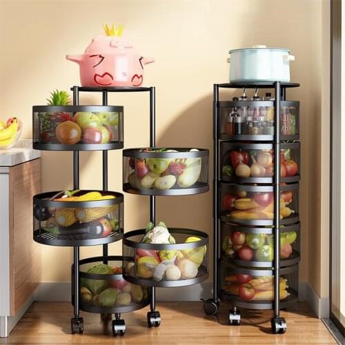 Fruit Basket Vegetable Storage Shelf Circular Rotation Kitchen Organizer Rack