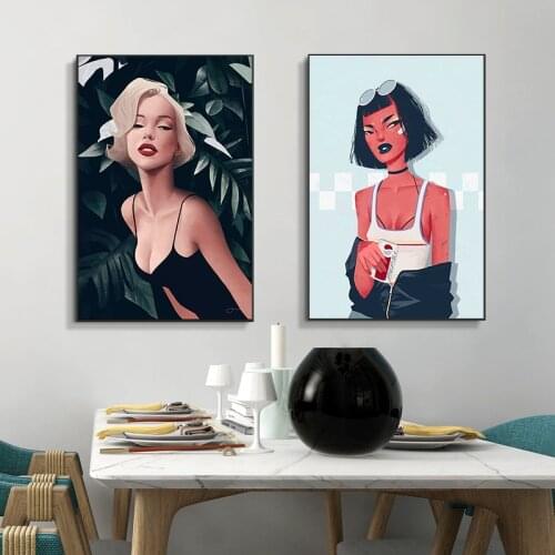 Nordic Minimalist Girl Canvas Painting Fashion Sports Girl Poster Print Wall Art Picture Modern Bedroom Room Home Decoration