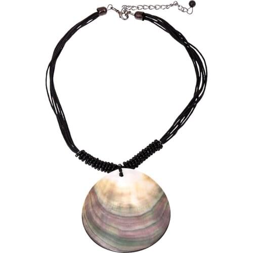 Fashion Summer Style Natural Seashell Big round Pendant Necklace Rope Chain Shell Necklaces beach Jewelry for Women Gift