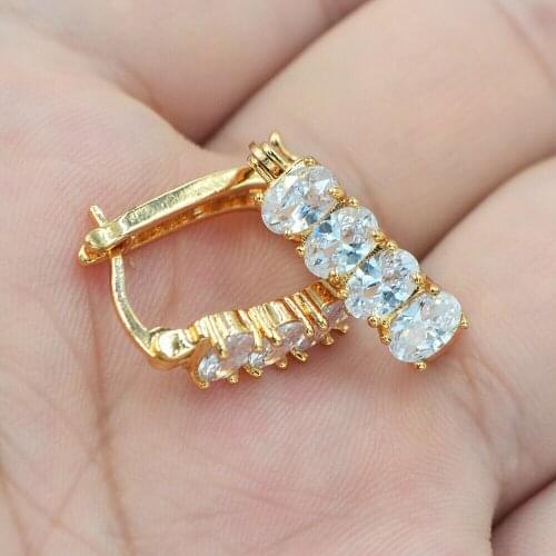 Gold Color Clear Zircon Fashion Sparkly Crystal Huggie Hoop Earrings for Women Wedding Jewelry