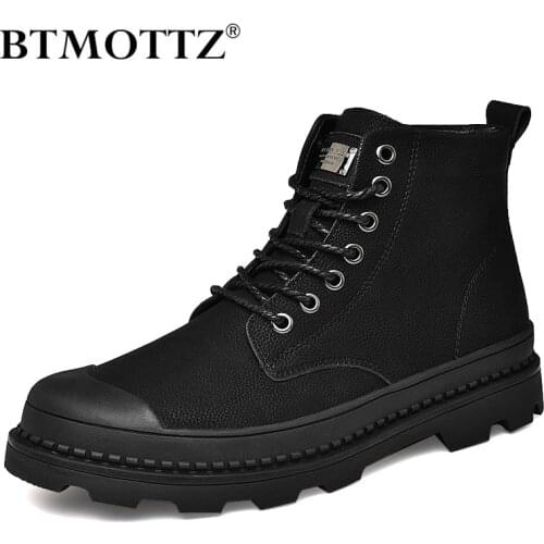 Warm Winter Men Boots Genuine Leather Ankle Boots Men Winter Work Shoes Men Military Army Fur Snow Boots for Men Botas BTMOTTZ