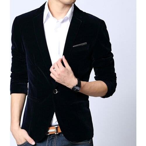 Mens velvet fashion blazer black light blue 4 color slim fit suit 2021 spring autumn outwear coat Free shipping Suits For Men
