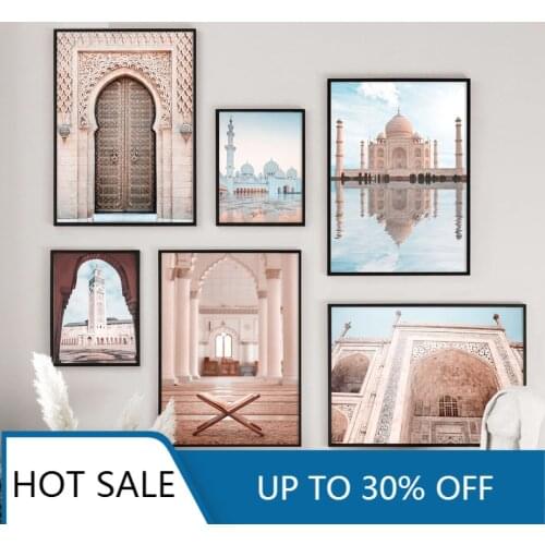 Wall Art Canvas Painting Posters Prints Mosque East Gate Nordic Wall Decor Pictures For Living Room Aesthetic Home Decoration